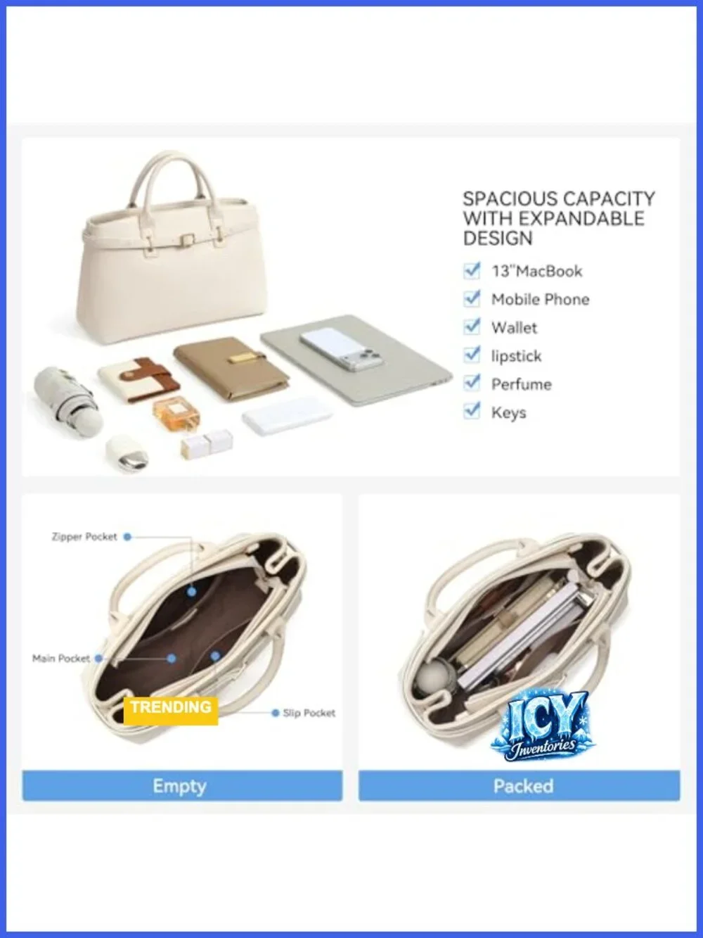 Soft Structured Satchel Bag Women Work Tote Handbag Faux Leather Removable Strap